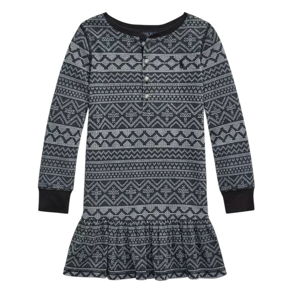 Polo Ralph Lauren Girls XL Fair Isle Nordic Thermal Henley Dress Holiday